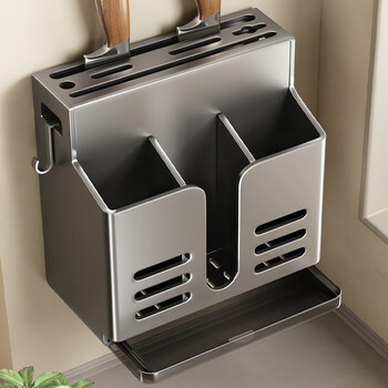 Tiandiyu (tdyu) kitchen knife holder, chopstick cage, storage rack, household multi-functional spoon, chopstick, knife storage box, hanging drain chopstick barrel, gun ash knife holder, chopstick barrel, 3 compartments