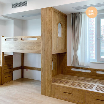 Good bird and good wood offset bed children's room log whole house customized second child room upper and lower beds all solid wood high and low offset bed combinations measurement and design by appointment