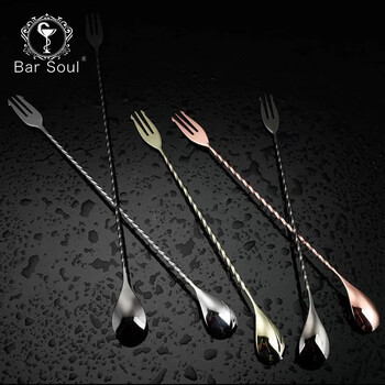 Bar soul japanese reverse bar spoon bar spoon thin thread stirring spoon bar mixing spoon bartender testing spoon bar utensils mixing tools 30cm mirror version