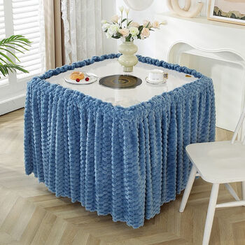 Fire table cover square winter velvet thickened electric stove cover fire cover new mahjong machine fire cover nuanmeng-blue 80*130 height 68cm