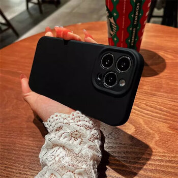 Suitable for liquid silicone apple 15 mobile phone case iphone15promax new 14plus solid color 13pro simple anti-fall cover classic black skin-feel liquid silicone iphone x