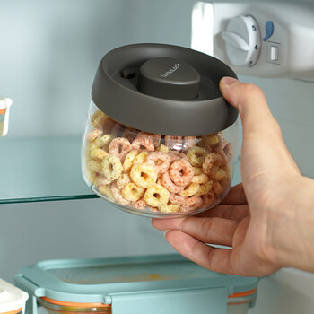 Lock&lock press-pump glass storage jar tea jar household sealed jar high-end tea storage jar storage bottle 800ml