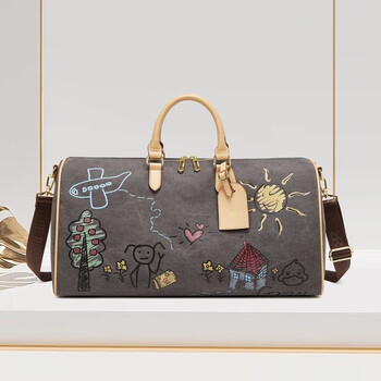 Crisp kerrein hong kong brand short-distance travel bag women's portable large capacity lightweight fitness bag swimming trendy brand luggage bag for men 2777 black 32.45l