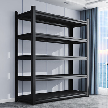 Zhongyan shelf storage rack household multi-layer floor-standing storage rack storage living room display rack balcony storage rack cargo rack thickened through the column five layers 198cm high black thickened length 150 width 50cm