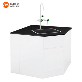 Corini all-steel experimental bench laboratory workbench corner water tank 1000*1000*800mm physical and chemical board high temperature acid resistant experimental table inspection bench laboratory operation bench can be customized can be customized