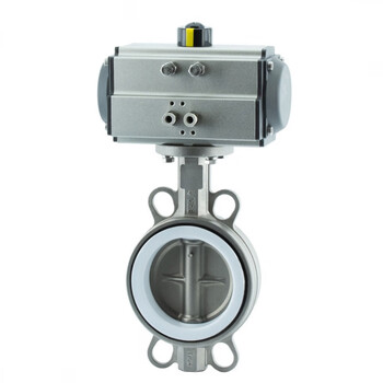 Nanva at d671f 16p pneumatic full stainless steel wafer-type soft seal lined ptfe butterfly valve dn80