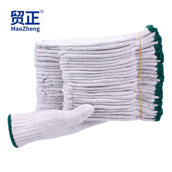 Maozheng thread gloves labor protection cotton thick anti-slip wear-resistant construction site work protection supplies green mouth 12 pairs sufficient weight