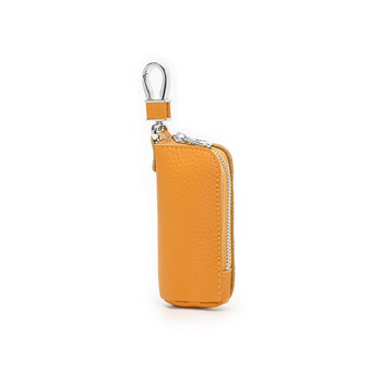 Kuqidaishu key bag multifunctional men's and women's home waist bag soft first layer cowhide key bag compact car key bag yellow