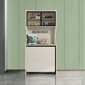 After the hustle and bustle, light luxury cream style slate sideboard folding dining table integrated against the wall small apartment storage microwave cabinet customization style 1 860*400*1800 (including folding table