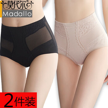 Modal mid-waist tummy control panties women's ice silk tummy tightening strong lace seamless shaping waist lifting hip style summer skin color + black. l.94-110 weight