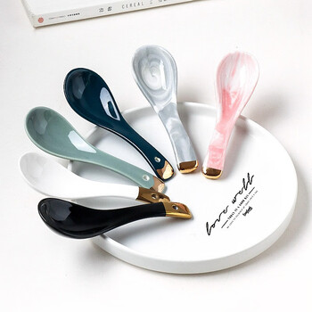 Kawashimaya japanese-style ceramic small spoon household drinking spoon creative spoon spoon eating spoon porridge spoon small rice spoon black line small spoon (pack of two)