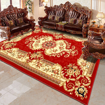Wanteng european style carpet living room sofa coffee table large area thickened sound insulation light luxury luxury sense home bedroom bedside blanket 3019r wine red 160*230cm