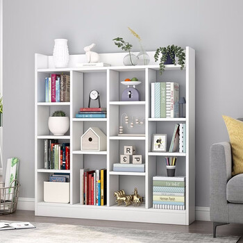 Shuali bookshelf nordic study living room storage shelf floor cabinet storage rack white fourteen grid cabinet sl8275z