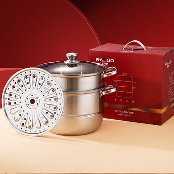 Raeuo stainless steel double-layer multi-purpose steamer 30cm double-layer steamer