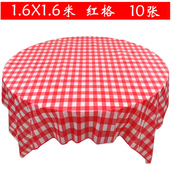 Chuge high-quality 10 pieces 1 meter printed disposable tablecloth thickened plastic tablecloth round table waterproof table mat home table cloth 10 pieces / bag 1.6x1.6 meters red plaid