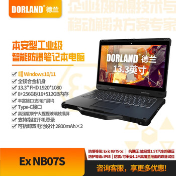 Dorland industrial-grade explosion-proof notebook pc ex nb07s dual battery long standby oil and gas chemical plant