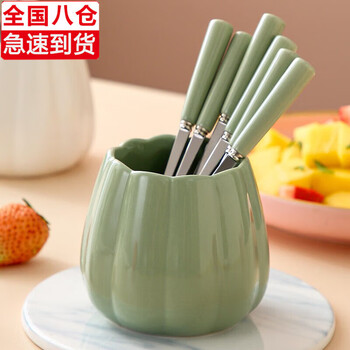 Weiyi fruit fork household stainless steel fruit picks dessert fork milk tea coffee spoon set storage small fork small spoon light luxury style 1 can 3 forks 3 spoons