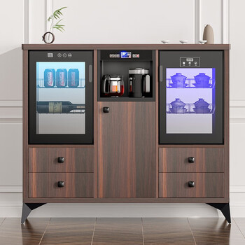 Meilingda multifunctional intelligent solid wood fully automatic tea bar machine compressor refrigeration water dispenser living room integrated tea cabinet disinfection cabinet red wine refrigerator freezer freezer sideboard three cabinets solid wood 920 walnut (disinfection cabinet + refrigerator freezer) hot and cold type