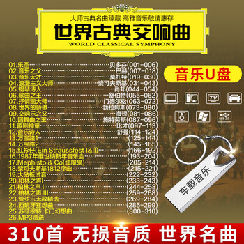 World famous classical light pure music symphony beethoven mozart piano music lossless usb car u disk