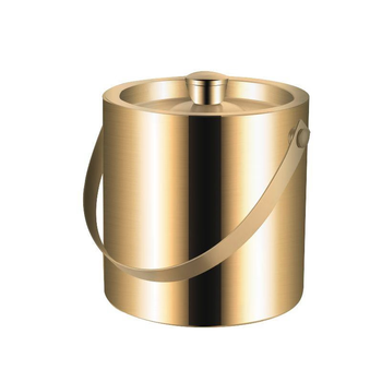 Yanxing (yanxing) 304 stainless steel ice bucket high-end double-layer thermal insulation and cold insulation with lid bar ktv commercial champagne beer red wine tuhao gold 304 stainless steel double-layer ice bucket 1.6 free clip