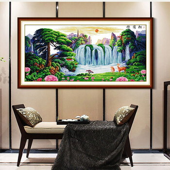 Wuke welcome pine cross stitch complete collection 2025 new living room home new products large picture landscape painting scenery large chinese style silk thread embroidery 210*100cm medium three strand embroidery