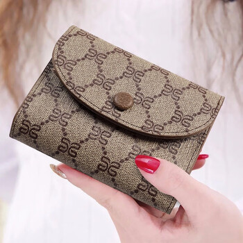 Sephoron fashion women's short wallet 2026 korean style new zipper coin purse folding mini thin wallet card holder brown