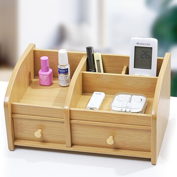 Kluot wooden desktop multifunctional drawer-type cosmetics office storage box remote control storage box pen holder storage seat cosmetics storage box bamboo pattern color