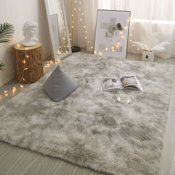 Meng fanqi ins carpet bedroom girl stain-resistant bedside blanket small floor covering living room large area full room plush tie-dyed water gray 80x200cm