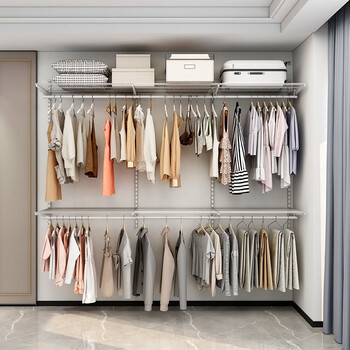 Midas modern simple metal cloakroom wardrobe 2.5 meters wide walk-in home small apartment bedroom wardrobe 2.5 meters metal wardrobe plan-1 (installation included)