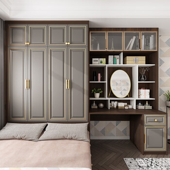 Osarabe integrated tatami bed and wardrobe integrated light luxury bedroom study wardrobe customized bay window tatami customized european tatami computer table customized special shot - single shot will not be shipped