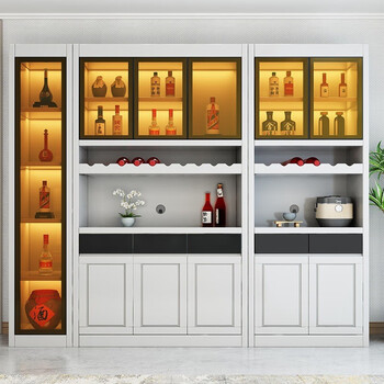 Fanxingze solid wood wine cabinet and sideboard integrated living room wall-mounted multi-functional storage display cabinet with glass door kitchen storage cabinet ivory white double door (82cmx40x200cm)