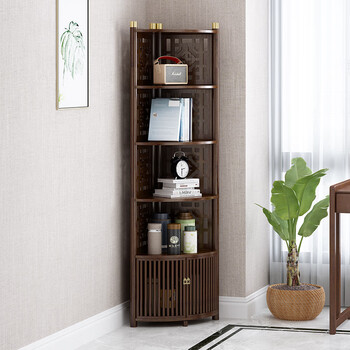 Zhukexin new chinese style corner cabinet corner cabinet corner storage rack living room corner shelf side cabinet tea rack bookcase triangle cabinet six layers with doors chinese style copper corner cabinet