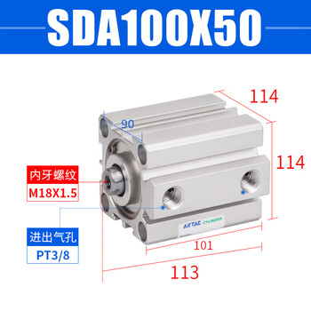 Original airtac thin cylinder sda100x10x20x30x40x50x60x70x80x90x100sb sda100x50