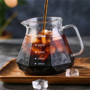 Bincoo hand brewing sharing pot set coffee filter scale brewing cup household high temperature resistant glass coffee pot sharing pot 400ml (transparent)