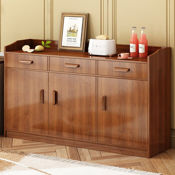 Konosu solid wood color sideboard kitchen cabinet tea cabinet cupboard home meal preparation cupboard cupboard wine cabinet living room wall storage cabinet recommended three doors three drawers large cedar walnut color 120*34*80cm