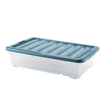 Pulijie industrial transparent storage box flat plastic factory organizing box storage box blue medium 60xx42x17
