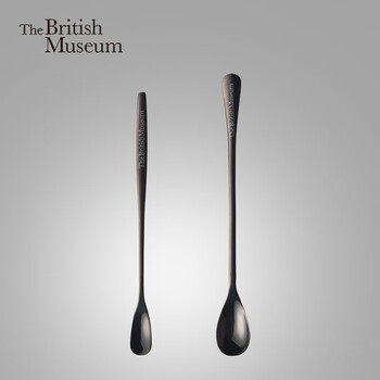 Aiwu green british logo metal spoon creative stainless steel long handled spoon mug spoon dessert spoon stirring spoon coffee spoon black model - large (suitable for tall cups)