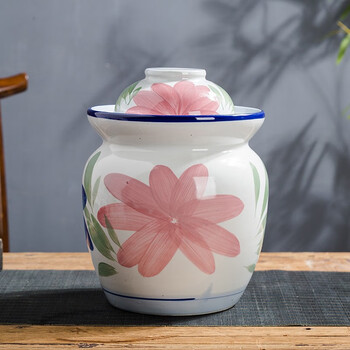 Yayan ceramics jingdezhen ceramic pickle jar pickled salted egg duck egg pickled cabbage jar pickled egg jar pickled sauerkraut jar pickled vegetable jar duohua pickle jar 4 catties of water capacity (mini small size)