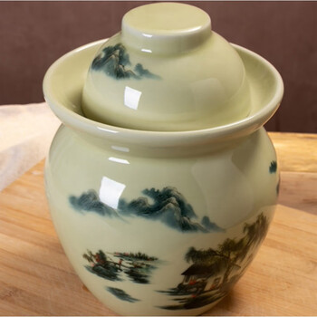Fuchang hongjingdezhen ceramic household kimchi jar sauerkraut salted duck egg small inner cover old-fashioned sealed moisture-proof clay pot sugar jar 1.5 catties huangshan water kimchi jar