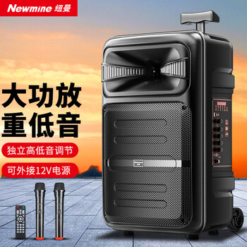 Newman a12 outdoor square dance audio 12-inch high-power loudspeaker mobile portable household trolley bluetooth speaker street stall stall speaker double wheat version