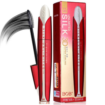 Bob silk mascara thick, long, waterproof, non-smudged, lengthened, encrypted, naturally curled, red tube, slim and flying wings