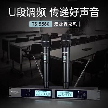 Desheng ts-3380 wireless microphone performance u-segment one-to-two microphone ktv high-end professional true diversity conference black