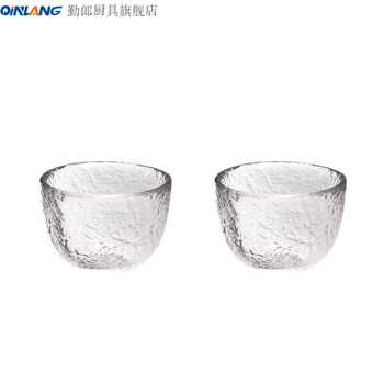 Qinlang japanese style glass hammered sake jug and wine set for girls, iced plum wine, fruit wine cup, white wine cup, rice wine, small wine cup, round ice pattern cup, 2 pieces