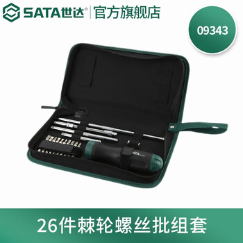 Sata t-handle/straight handle interchangeable head screwdriver set screwdriver bit multifunctional tool screwdriver set 09343 (26-piece ratchet set)
