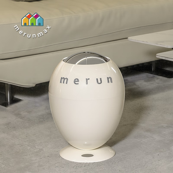 Chengguo british merun smart induction trash can for home use with high appearance, living room and bedroom, light luxury with lid, large size, large capacity, induction type, cream white, 6l, rechargeable/battery dual use