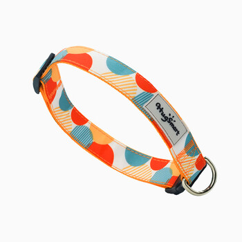 Hugsmart orange dot dog collar-s safe, strong, comfortable and lightweight