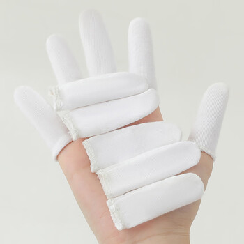 Cotton finger cots, labor protection, thickened, wear-resistant, breathable, anti-sweat, slippery, anti-pain, dry cracking protective gear, finger protective cover, white cloth finger cots (pack of 20)