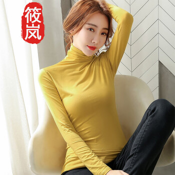 Xiao lan inner wear high collar bottoming shirt for women autumn and winter 2022 autumn thin solid color slim modal pile collar top