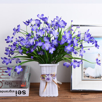 Green show artificial flower potted artificial flower ornaments small bonsai chrysanthemum indoor living room table plastic flower silk bouquet european decoration cabbage purple flying butterfly 3s+ bottle including vase