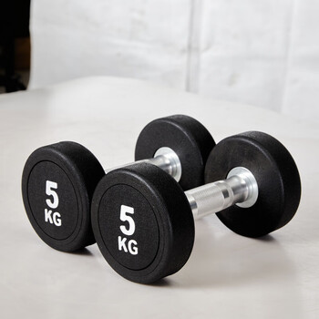 Karzao round head rubber-coated pev dumbbell pure steel one-piece fixed dumbbell men's fitness home gym commercial weightlifting white letter 20kg 10kg*2